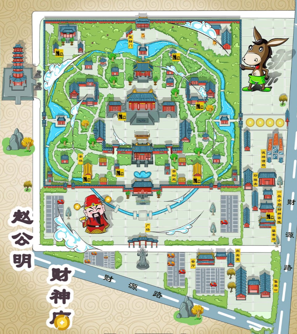 毛道乡寺庙类手绘地图